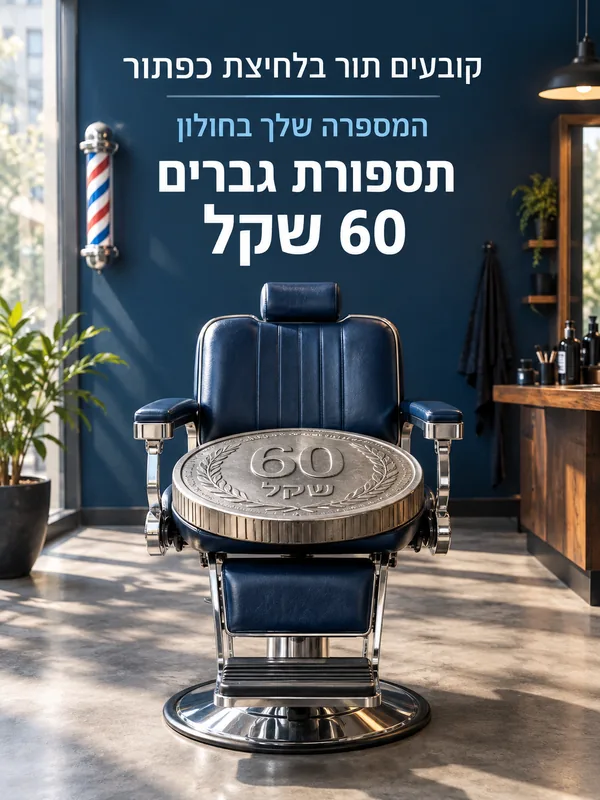 גרפיקה שיווקית למספרה עם מבצע כתוב בעברית