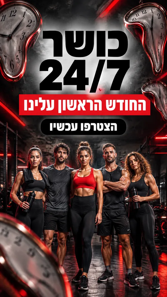 סטורי מעוצב לחדר כושר בגודל 1080x1920 עם טקסט בעברית